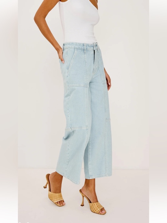 Rails Denim - Rails Getty Crop Patchwork Wide Leg in Oceanview (Light Wash), Size 26